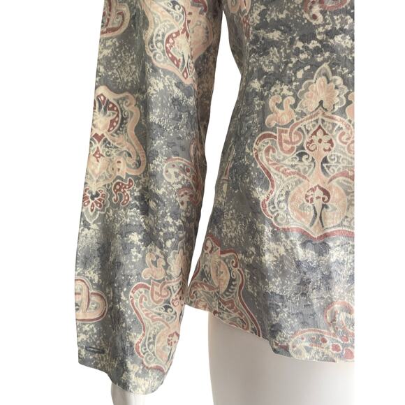 Vintage Silk Top by Classiques 100% Silk Double Breasted Pink Gray Size 4 - Picture 4 of 9